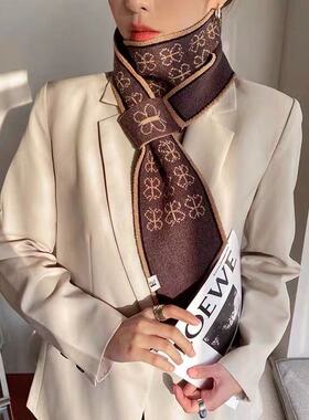 毛线针织保暖加厚围脖丝巾女围巾秋冬季衣服搭装饰护颈项链高级感