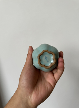 晓芳窑轻奢汝瓷海棠瓶蓝色艺术复古家居客厅简约插花瓷花瓶摆件