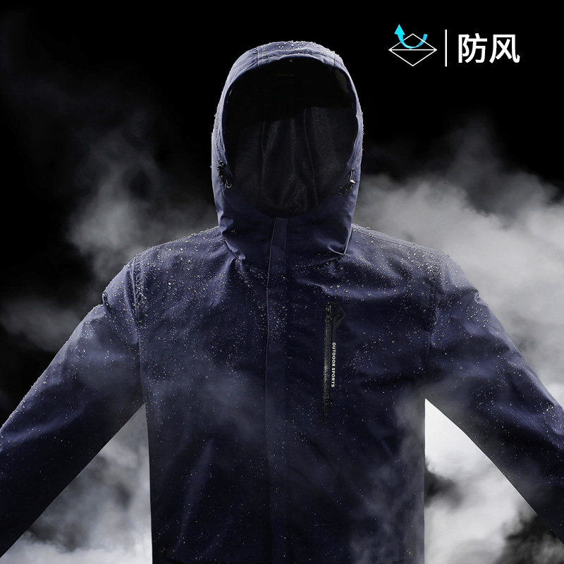 男装春秋冬款连帽中老年休闲夹克 decion夹克