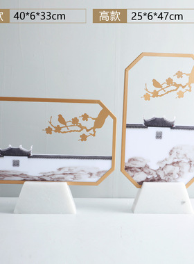 金属亚克力大理石装饰新中式客厅