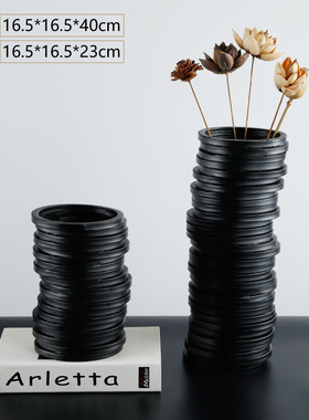 现代简约电视柜黑色异形花瓶摆件样板房桌面创意花器家居软装摆设