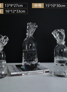 北欧现代样板房售楼处家居玄关创意琉璃水袋轻奢摆件酒店软装饰品