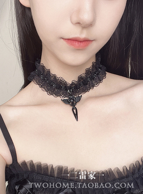 暗黑蕾丝朋克风十字架颈带choker