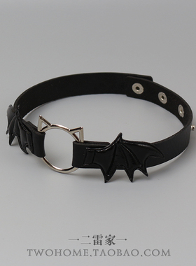 朋克choker颈链项圈猫头翅膀颈带