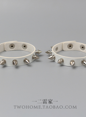 白色朋克铆釘pu皮腕带哥特式手链