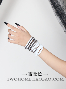 甜酷白色叠戴多层朋克风链条手镯