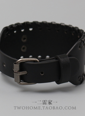 朋克手工牛皮皮革手链个性腕带酷