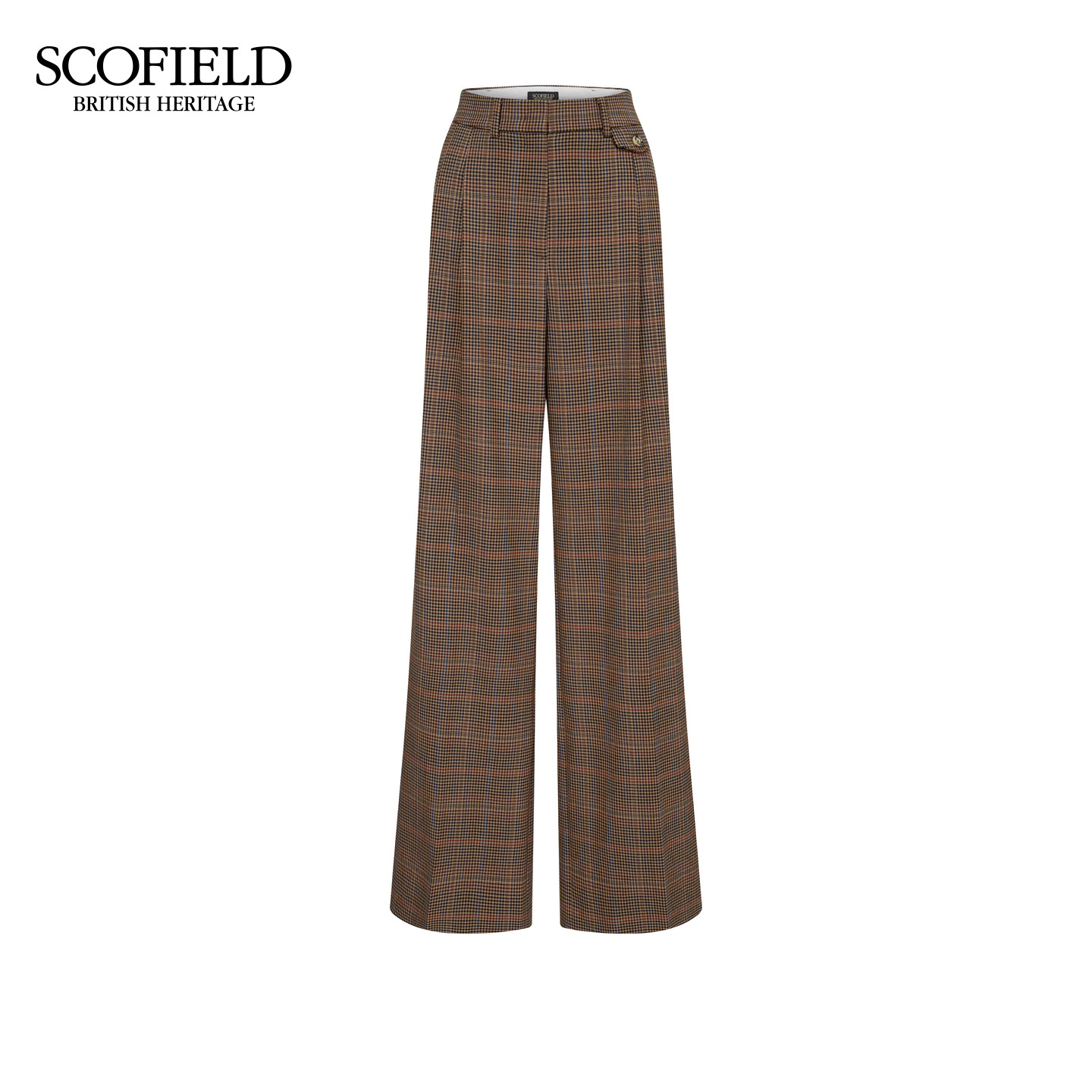 【含绵羊毛】Scofield女装英伦复古格纹阔腿西装裤2025冬季新品,淘宝优惠券,粉丝福利购,淘宝优惠卷