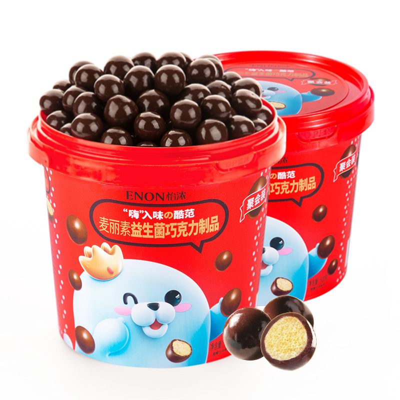 怡浓旗舰店怡浓益生菌麦丽素桶装520g巧克力夹心朱古力麦芽脆心儿童零食3