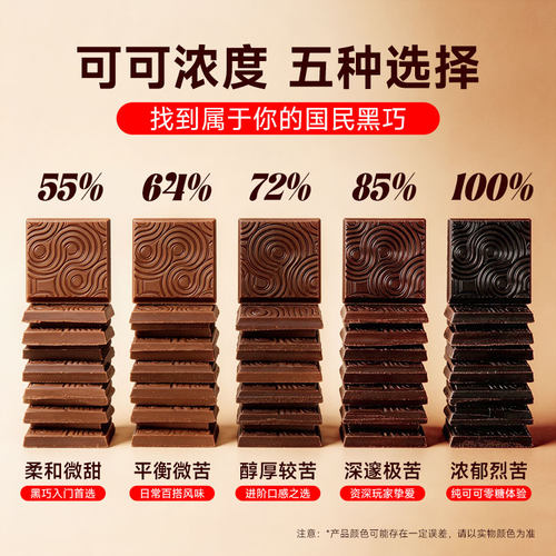怡浓金典100%黑巧克力纯可可脂0添加蔗糖超苦休闲零食烘焙礼盒装 - 图1