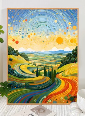 小村庄diy数字油画填色画