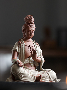 中式禅意紫砂工艺品观世音