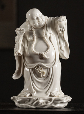 福在眼前陶瓷弥勒佛摆件高