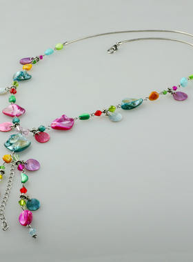 素元包邮长款毛衣链女贝壳夸张