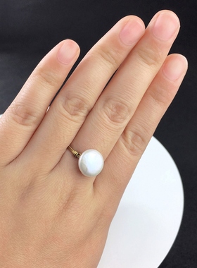 素元14k注金巴洛克ol戒指珍珠