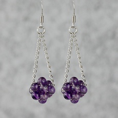 Серьги 素元 紫水晶耳环女 日韩原创设计复古手工串珠耳饰 耳坠饰品