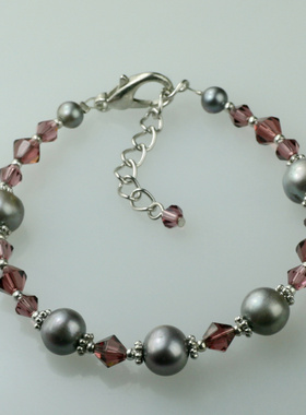 复古彩色韩版珍珠卡其色原创首饰