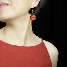 Серьги 红玛瑙14k包金耳环女原创喜庆本命年民族风特色复古超仙耳坠包邮 OTHER