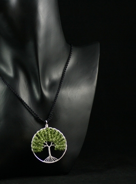 素元绿橄榄石手工纯银生命树包邮