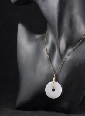 素元新品天然京白玉锁骨链纯银