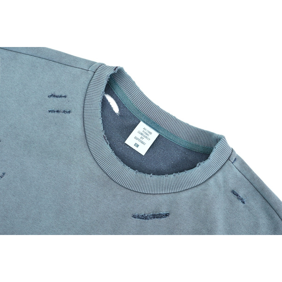 2025秋冬美式潮牌复古做旧破洞贴布印花男女宽松嘻哈个性圆领卫衣,淘宝优惠券,粉丝福利购,淘宝优惠卷