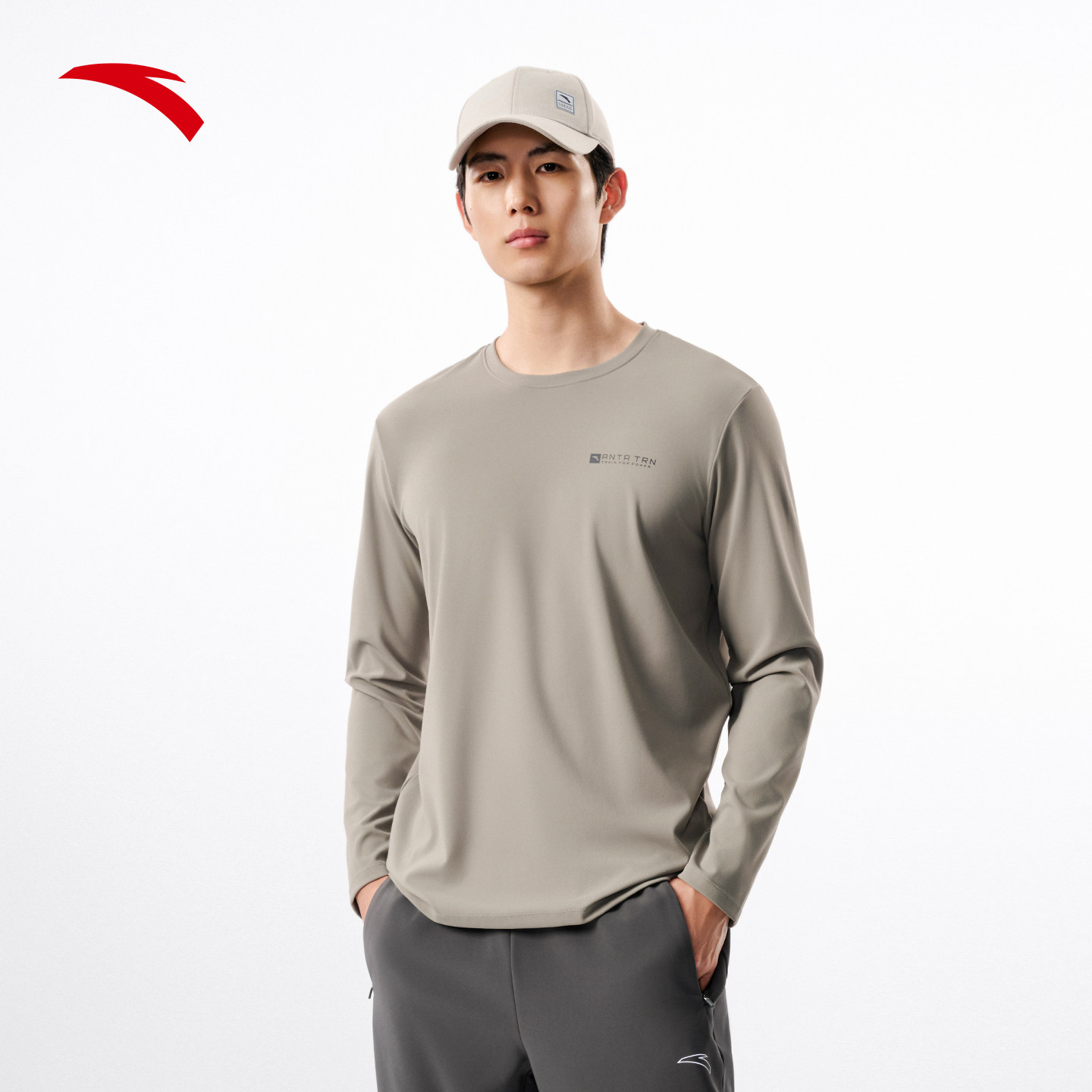 安踏运动长袖T恤速干套头针织衫2026新款轻暖绒训练休闲运动服男,淘宝优惠券,粉丝福利购,淘宝优惠卷