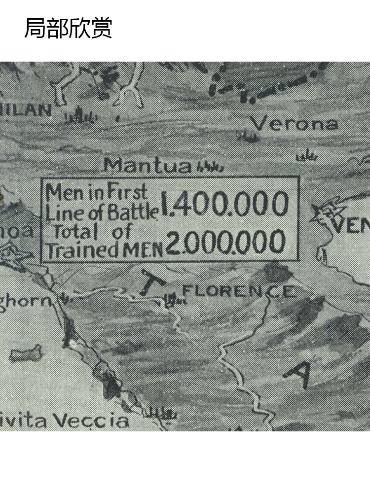 一战欧洲各国军力分布图复古军事海报地图书房商铺道具装饰画-图1