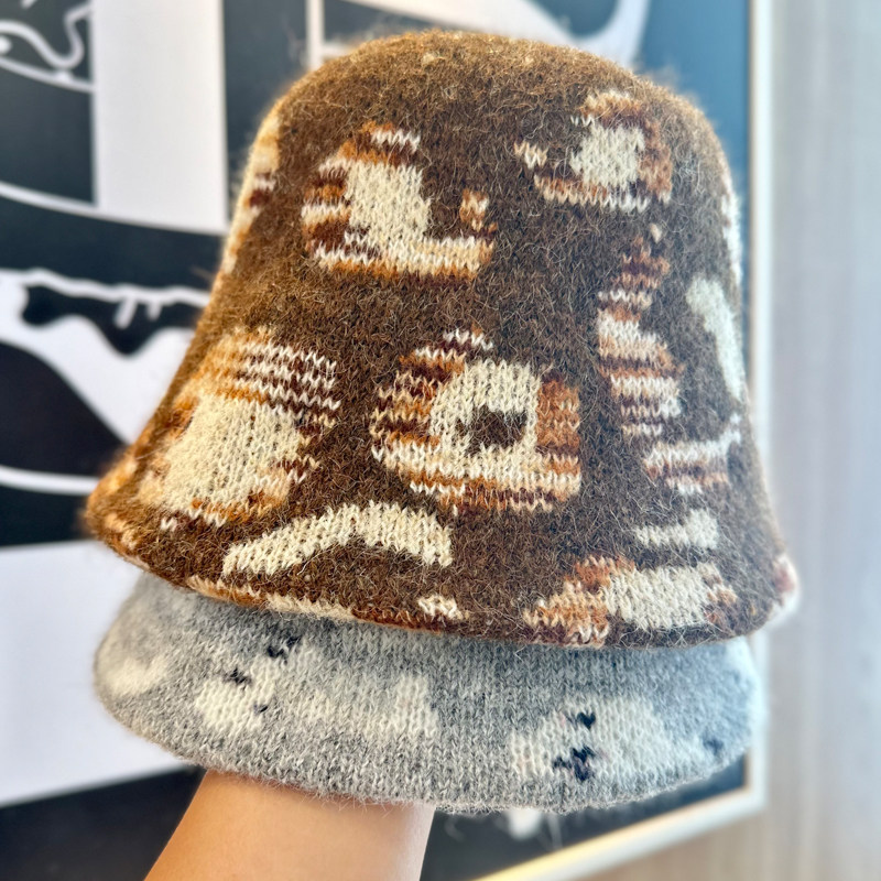 2025新款秋冬美式印花潮流针织水桶帽子女保暖防风出游盆帽个性,淘宝优惠券,粉丝福利购,淘宝优惠卷