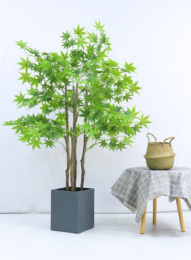 仿真红枫树假红枫树植物造景枫叶装饰盆栽客厅落地摆件仿真绿植