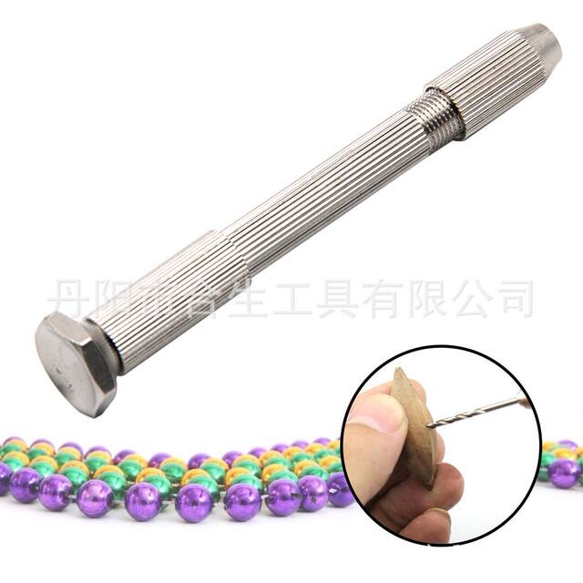 Single-head hand twist drill holder small drill bit set DIY eye-punching manual hole opening Wenhua Amber Walnut Tool