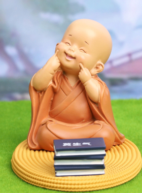 莫生气小和尚手机支架小沙弥摆件