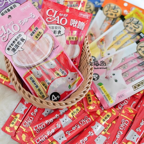 宅猫酱 伊纳宝猫条CIAO啾噜妙好成幼猫烧系列奶昔湿粮条猫零食 - 图0