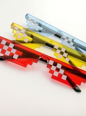 小方框个性红色抖音同款打码墨镜