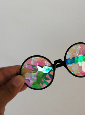 万花筒眼镜钻石切割玻璃网红自拍