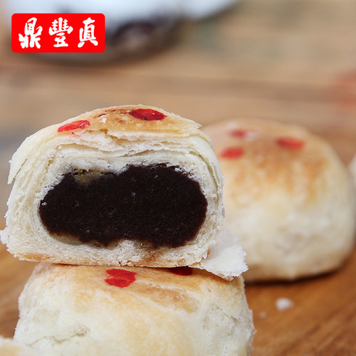 鼎丰真桂花豆沙饼传统老式手工酥皮点心糕点零食长春特产小吃300g - 图0