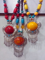 Mongolian necklace alloy bright silver color ethnic necklace accessories hanging accessories Inner Mongolia ethnic crafts gift pendulum decorated with two batches