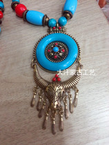 Mongolian necklace headwear Inner Mongolia ethnic craft gift hem Necklace Wholesale Ethnic Wind Ornament Alloy Necklace two pieces