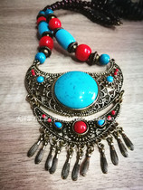 Necklace Mongolian Necklace Alloy Necklace National Retro Wind Accessories Ethnic Clothing Accessories Necklace Bulk Hair Blue