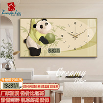 Cream Wind Power Meter Case Painting Decoration Painting Small Panda Perpetual calendar with clock shielded distribution box switching power supply hanging painting