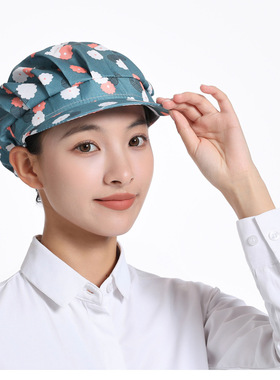韩版防油烟厨师帽子女厨房家用做饭炒菜食品工作包头发餐饮卫生帽