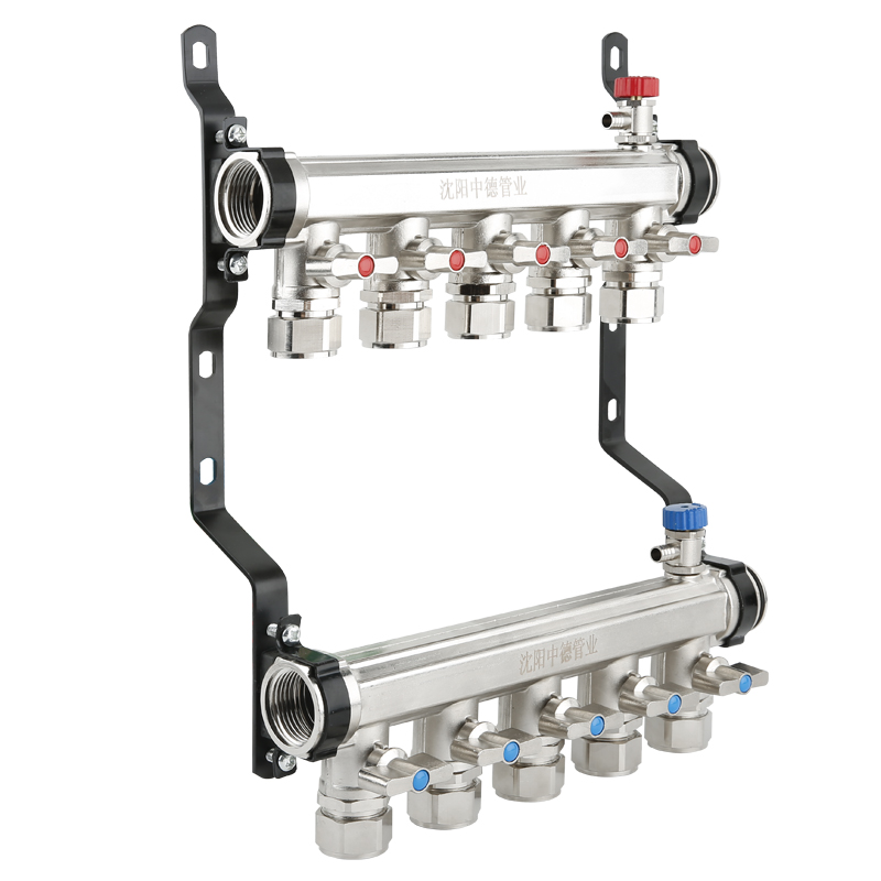全铜一体地暖大流量分水器家用地热阀门配件全套总成沈阳中德4路 - 图3