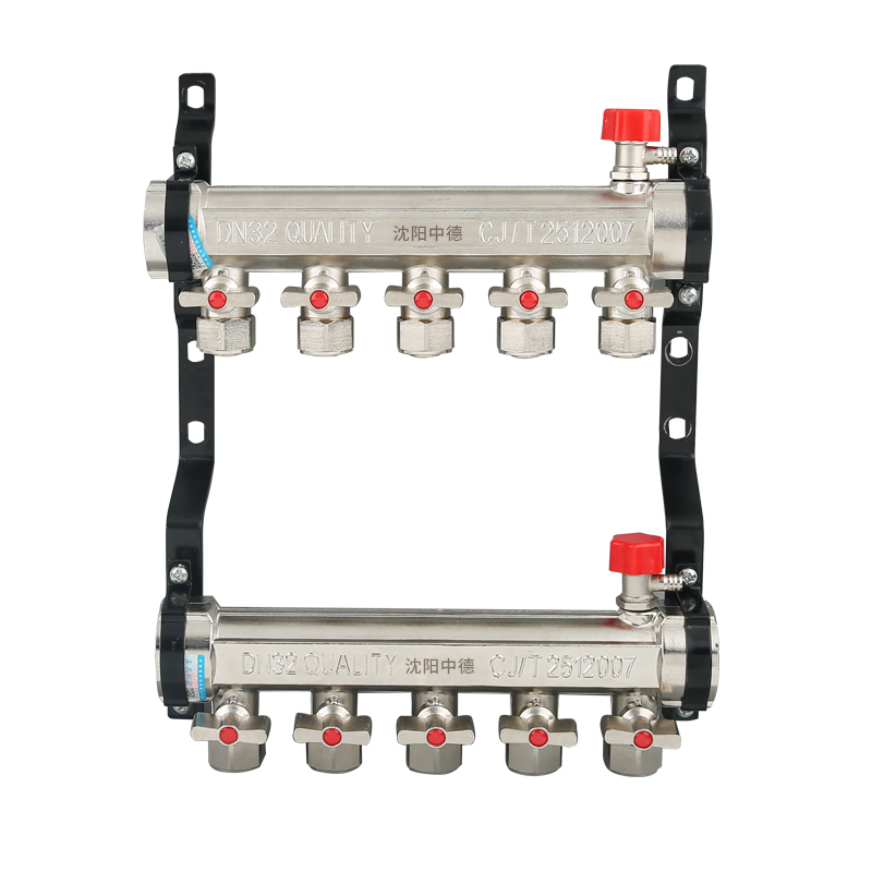 地暖分水器1寸2（40）主杠4分地热管分水器双阀锻压加厚分水器 - 图1