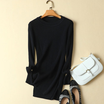 Spring new Korean style women's sweater women's pullover round neck mid-length slim bottoming shirt women's sweater dress