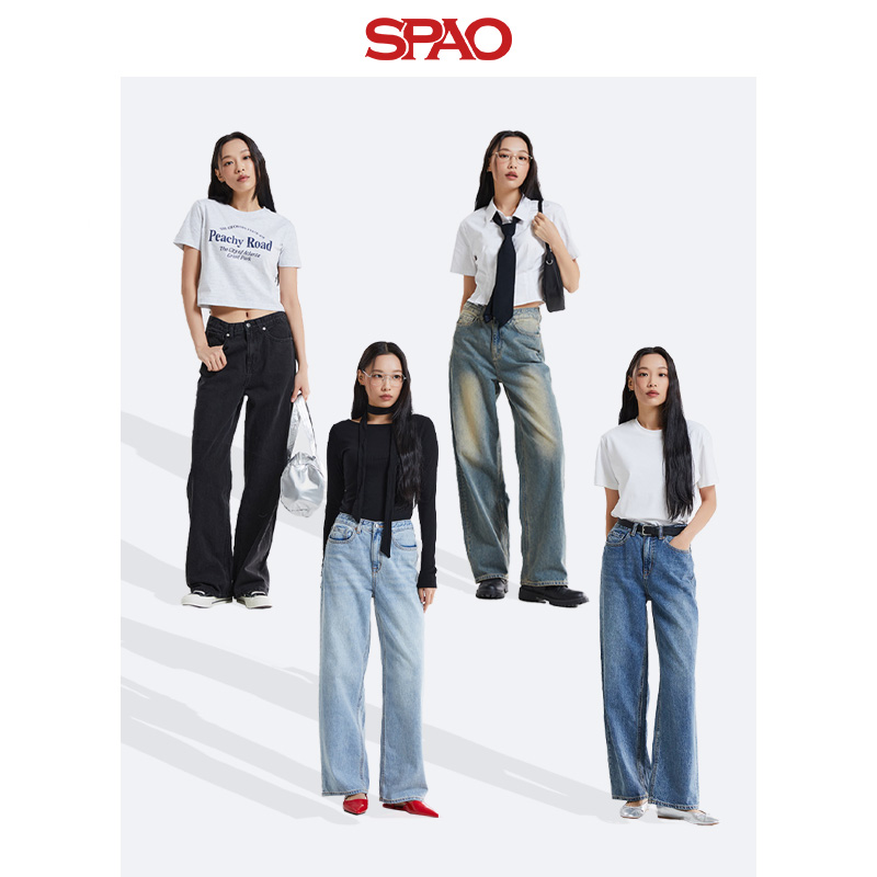 SPAO韩国同款2024年春季新款女士时尚直筒长裤牛仔裤SPTJEA9G51 - 图2