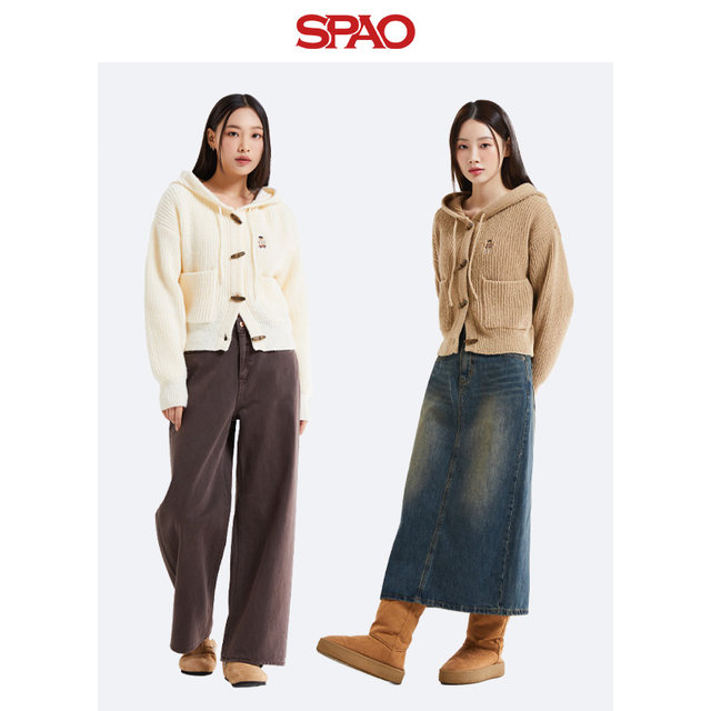 SPAO autumn new product women's bear Woodie sweater