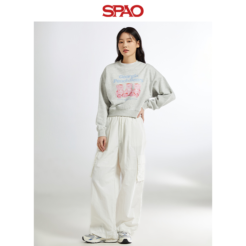 SPAO韩国同款2024年春季新款女士时尚卡通印花纯色卫衣SPMWE11G80 - 图1