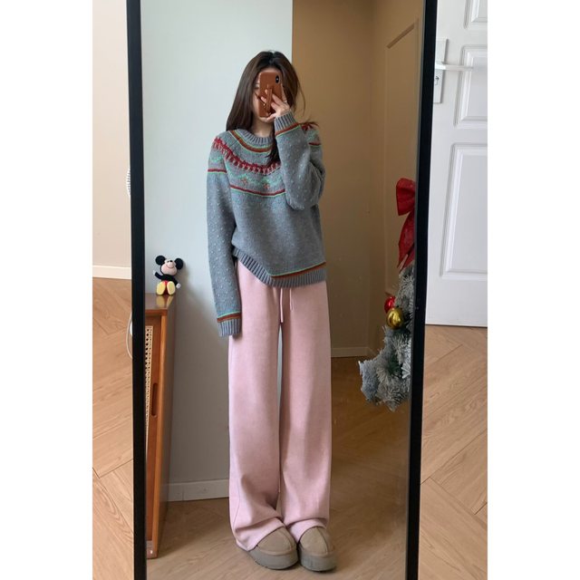 Viiwen Fair Isle Heavy Jacquard Vintage Sweater Korea