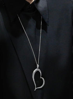 琦凡珠宝英式古典S925银马克赛石Vintage风格复古风镂空爱心吊坠