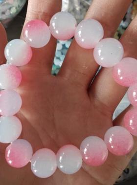 玻璃菩提子渐变色盘玩女生手串手链手串珠子女孩串珠小学生可盘