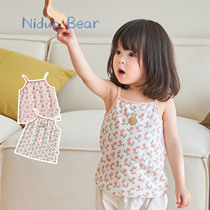 Nidor Bear 2023 Summer Girl Vest Children Vest Inside Wearing Baby Harnesses Pure Cotton Elastic Crummy Blouse